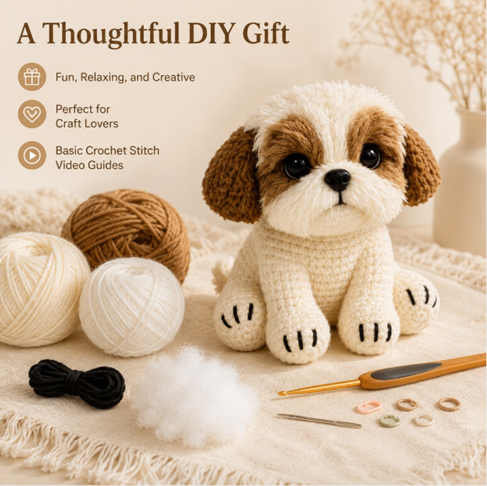 Cute Dog Crochet Kit for Beginners with Video Tutorials – TIKA