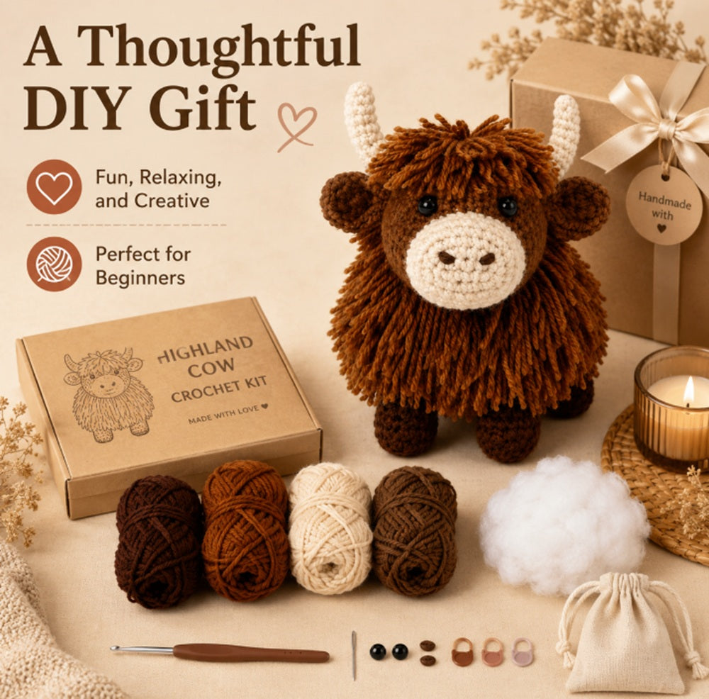 Highland Cow Crochet Kit for Beginners with Video Tutorial – TIKA