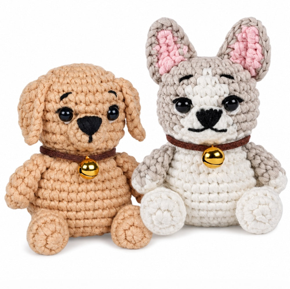 French Bulldog Crochet Kit for Beginners, 2 Pack with Video – TIKA