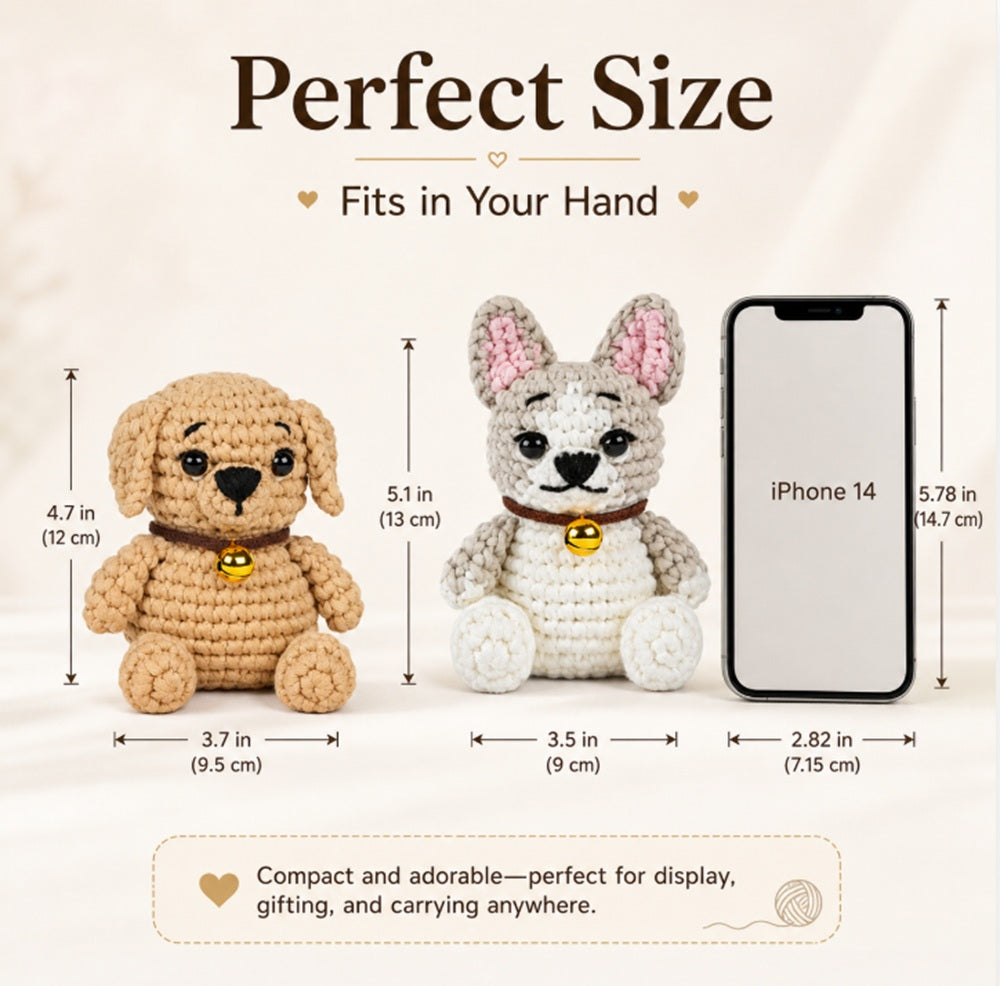 French Bulldog Crochet Kit for Beginners, 2 Pack with Video – TIKA
