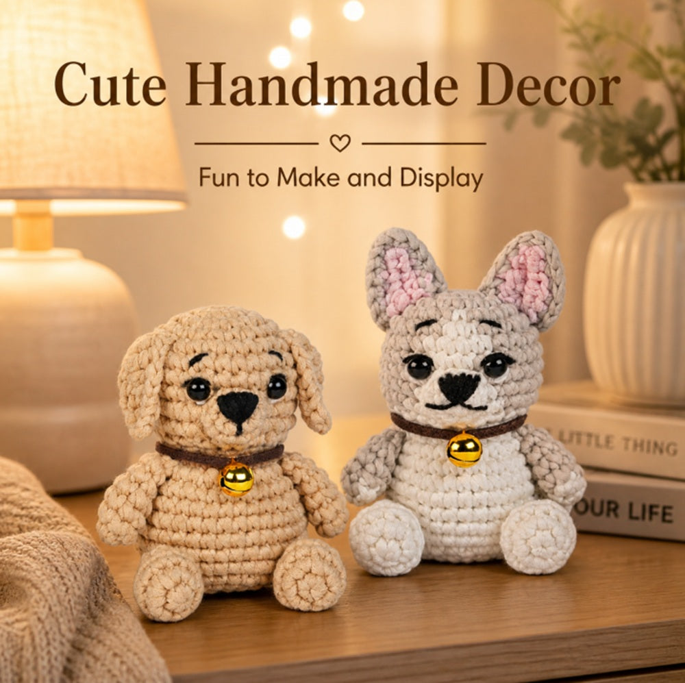 French Bulldog Crochet Kit for Beginners, 2 Pack with Video – TIKA