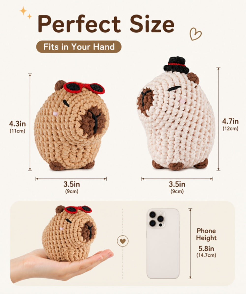 Capybara Crochet Kit for Beginners, 2 Pack with Video Tutorials – TIKA