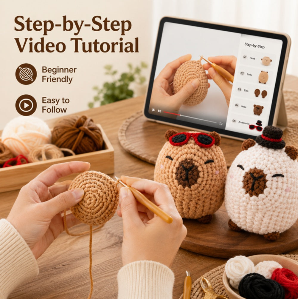 Capybara Crochet Kit for Beginners, 2 Pack with Video Tutorials – TIKA
