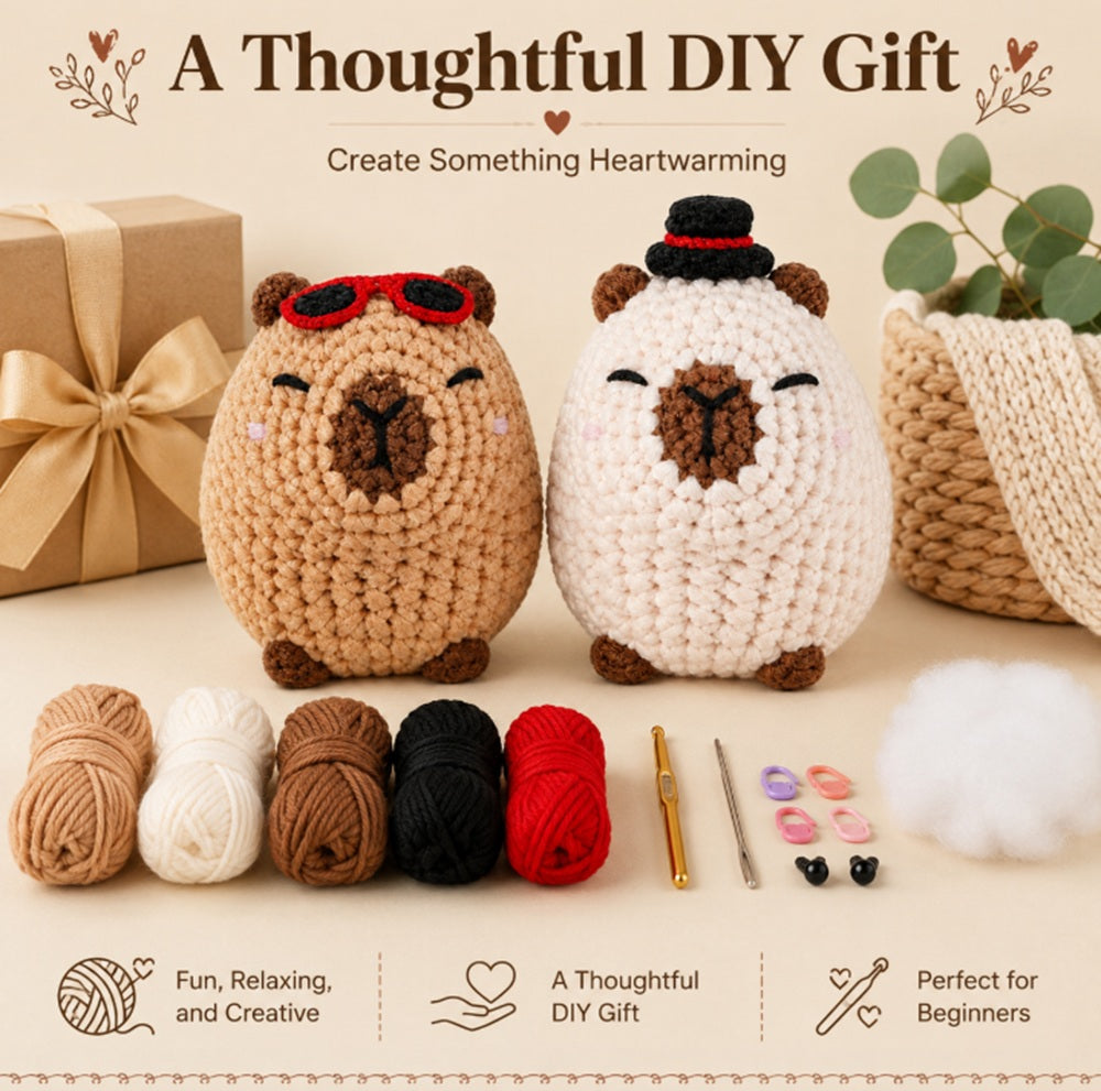 Capybara Crochet Kit for Beginners, 2 Pack with Video Tutorials – TIKA