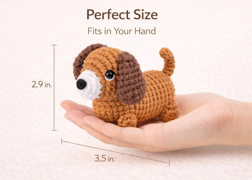 Dachshund Crochet Kit for Beginners – 2 Pack Amigurumi Dog DIY Starter Kit with Step-by-Step Video Tutorial, Cute Gift for Adults & Kids