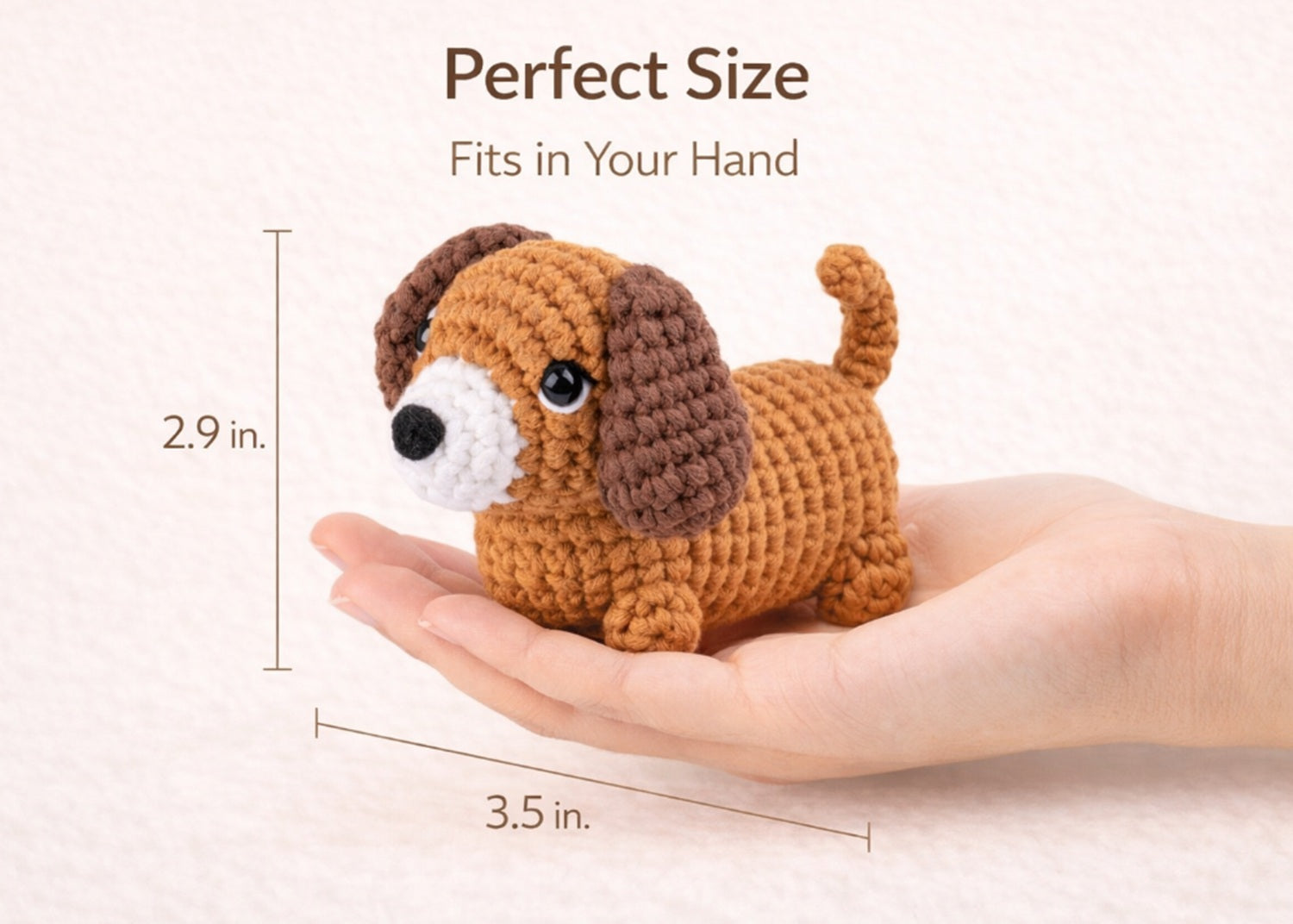 Dachshund Crochet Kit for Beginners – 2 Pack Amigurumi Dog DIY Starter Kit with Step-by-Step Video Tutorial, Cute Gift for Adults & Kids