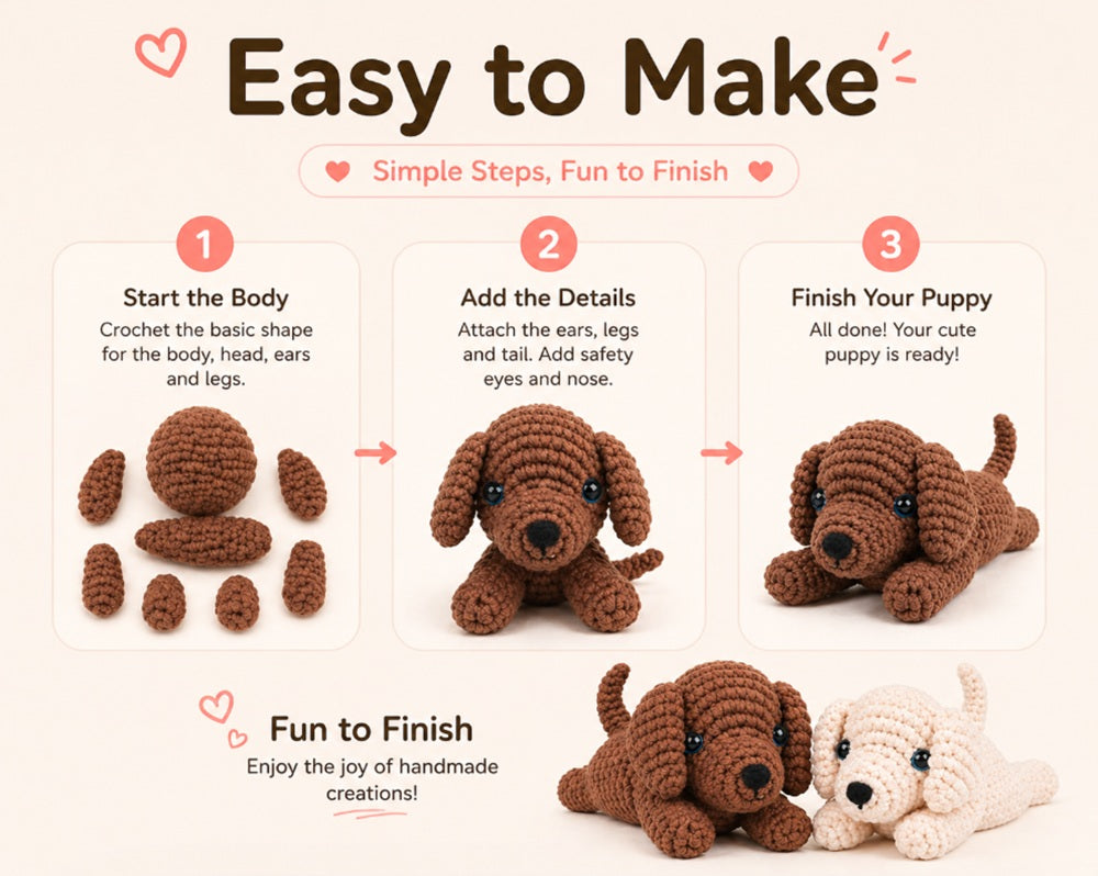 Golden Retriever Crochet Kit for Beginners, 2 Pack with Video – TIKA