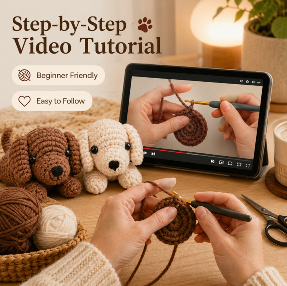 Golden Retriever Crochet Kit for Beginners, 2 Pack with Video – TIKA
