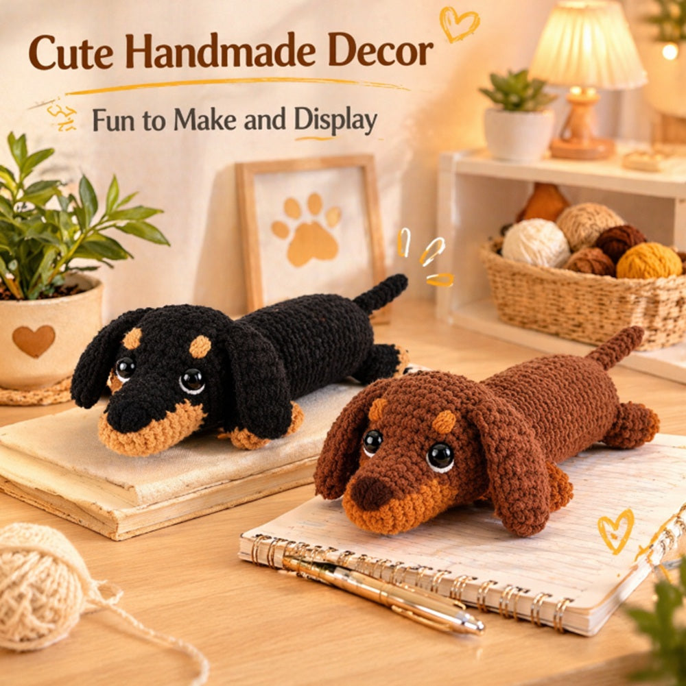 Dachshund Crochet Kit for Beginners, 2 Pack with Video Tutorial – TIKA