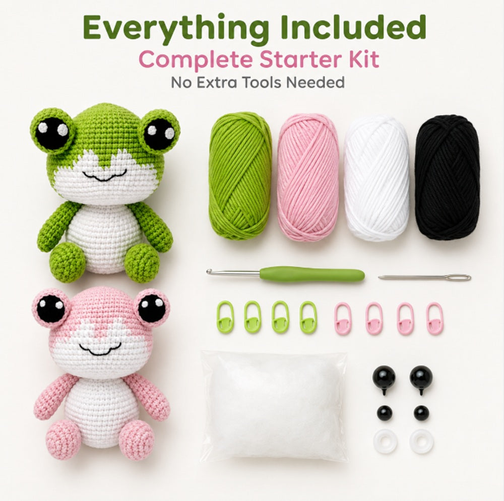 Frog Crochet Kit for Beginners, 2 Pack with Video Tutorial – TIKA