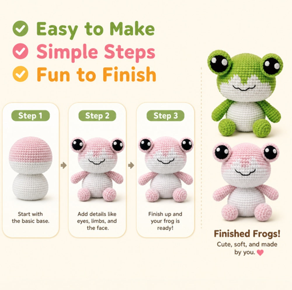 Frog Crochet Kit for Beginners, 2 Pack with Video Tutorial – TIKA