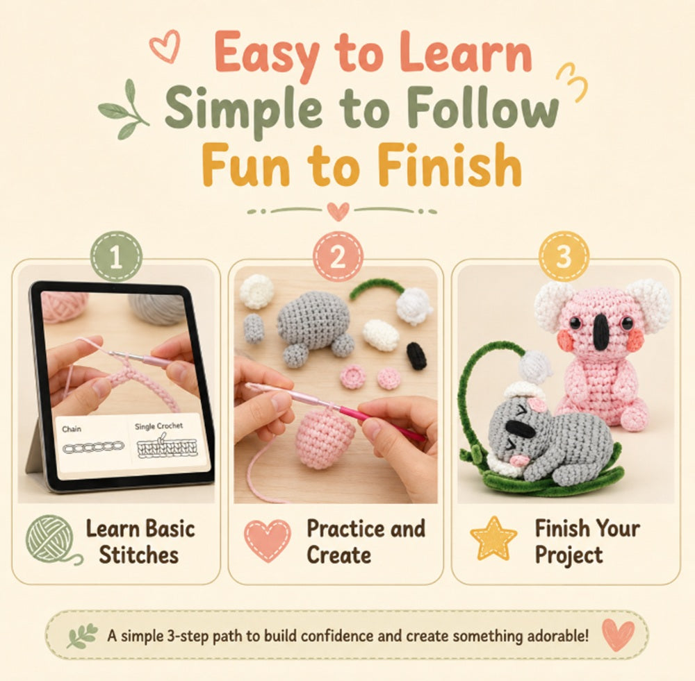 Koala Crochet Kit for Beginners, 2 Pack with Video Tutorials – TIKA