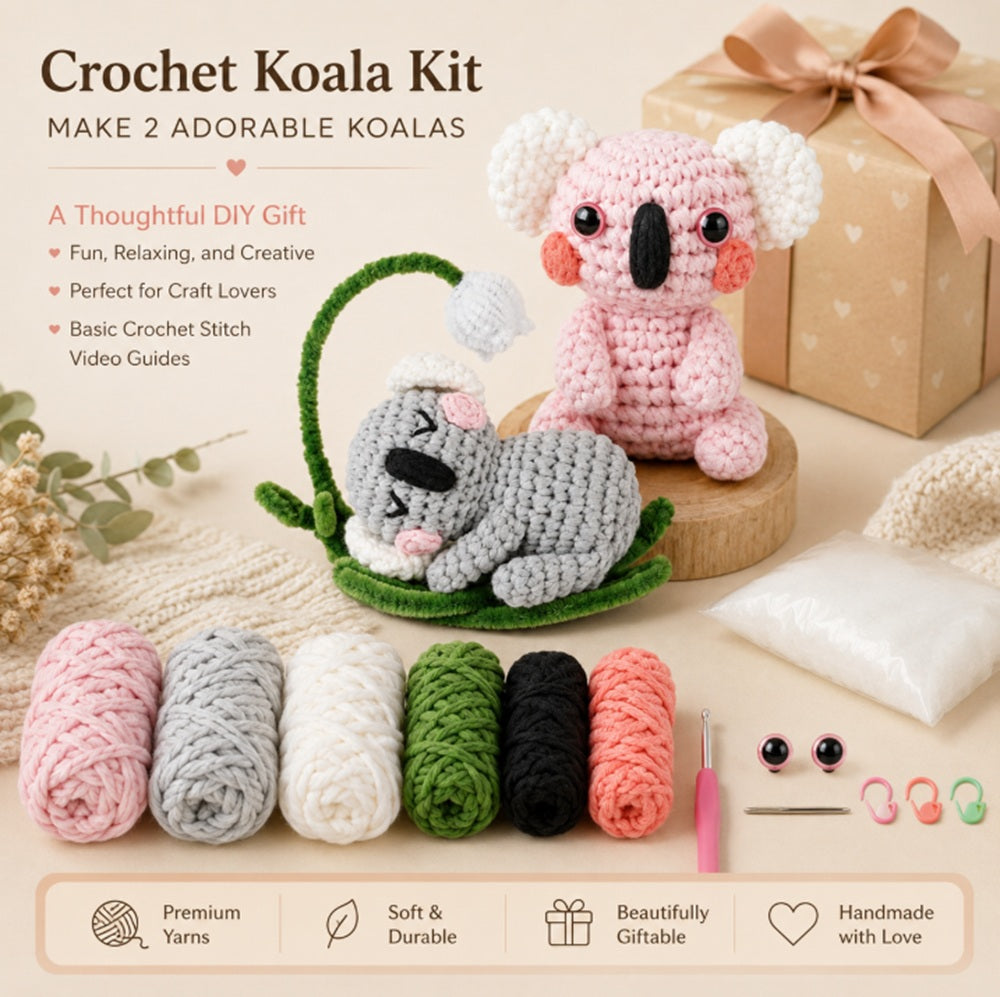 Koala Crochet Kit for Beginners, 2 Pack with Video Tutorials – TIKA