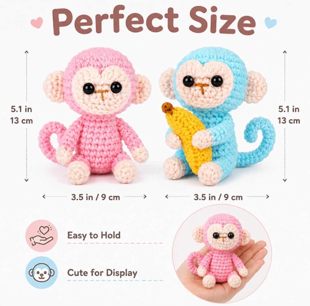 Monkey Crochet Kit for Beginners, 2 Pack with Video Tutorials – TIKA