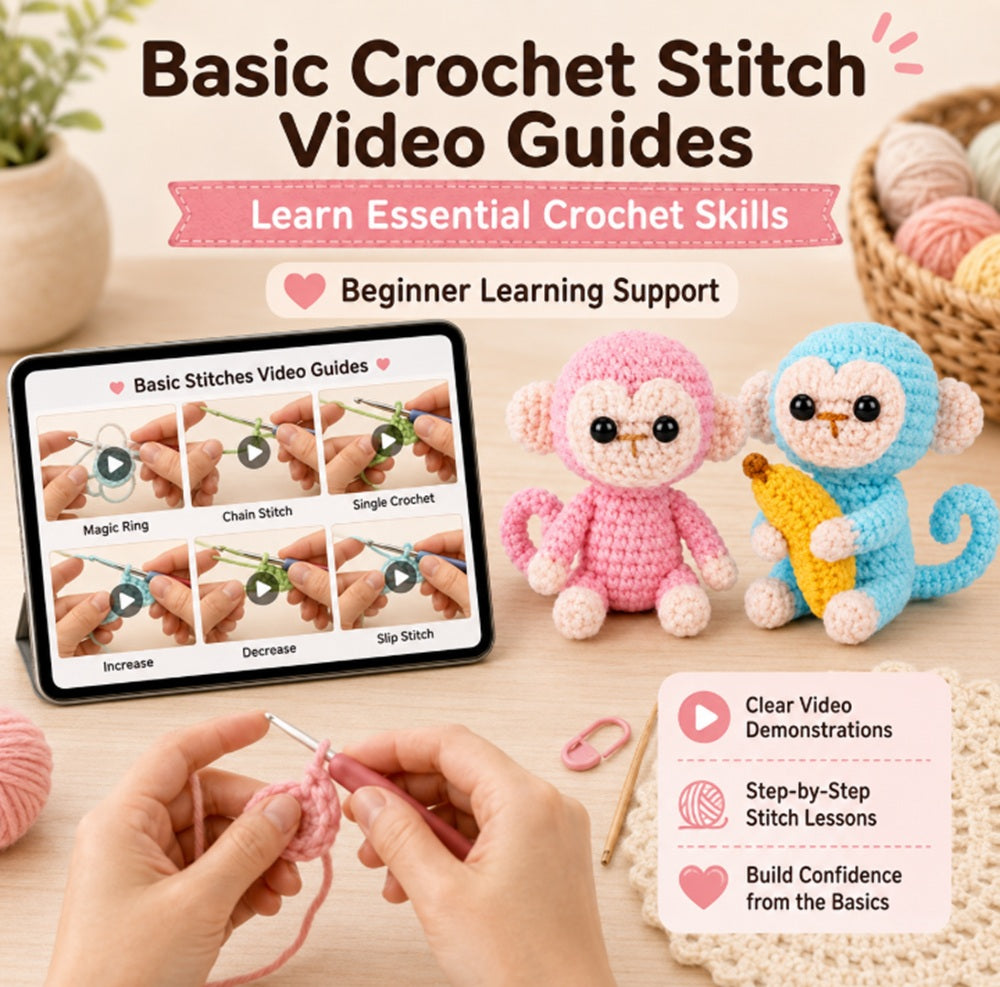 Monkey Crochet Kit for Beginners, 2 Pack with Video Tutorials – TIKA
