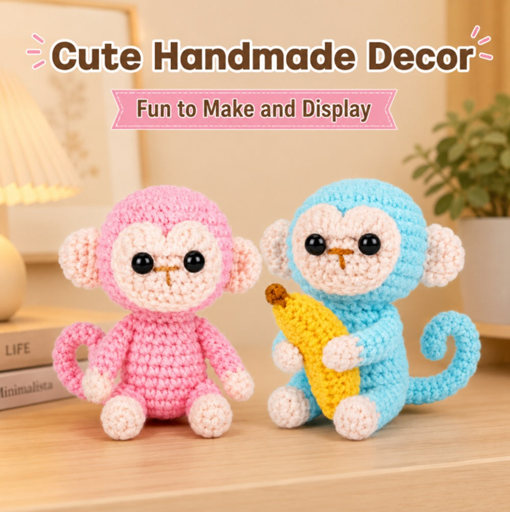 Monkey Crochet Kit for Beginners, 2 Pack with Video Tutorials – TIKA