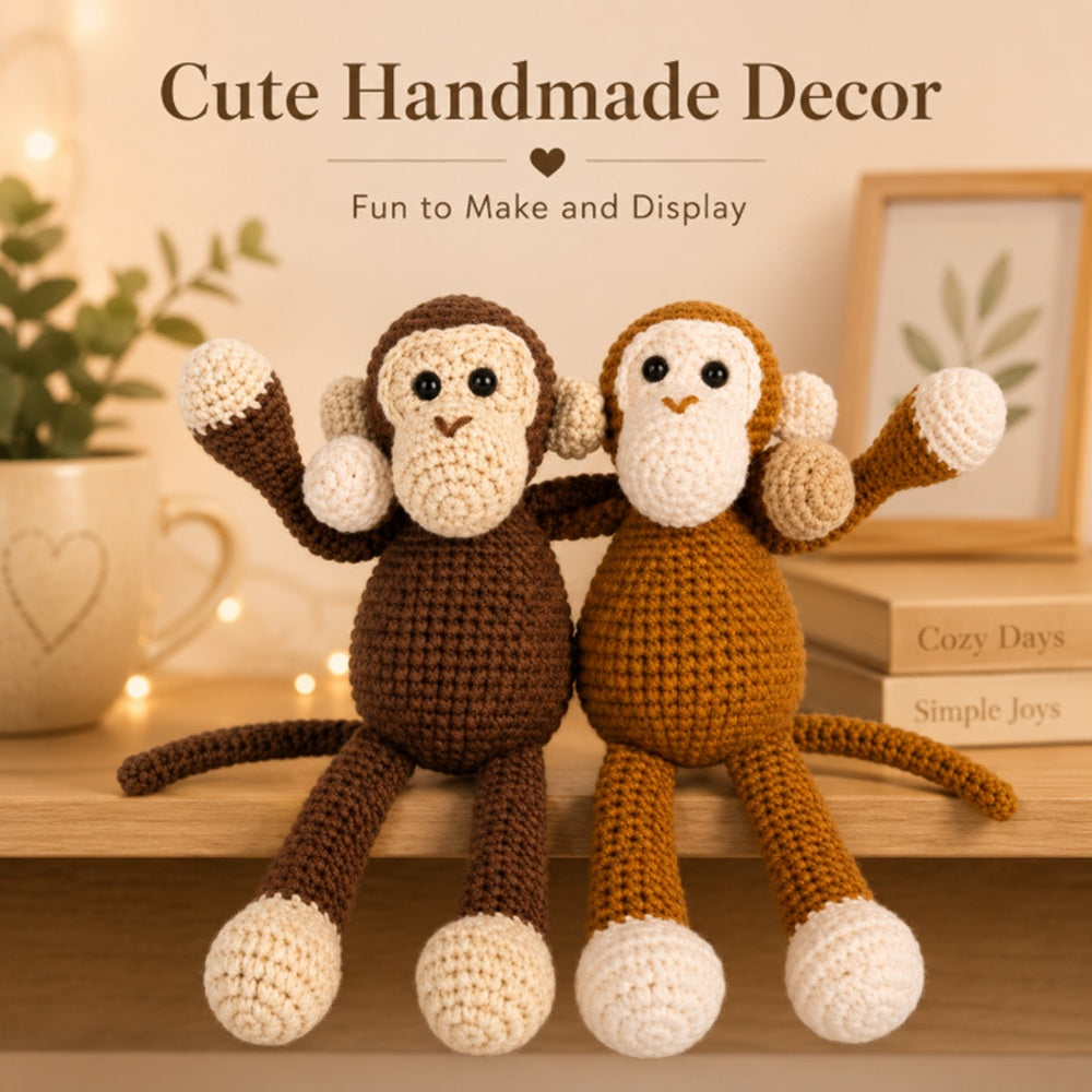 Chimpanzee Crochet Kit for Beginners, 2 Pack with Video Tutorials – TIKA