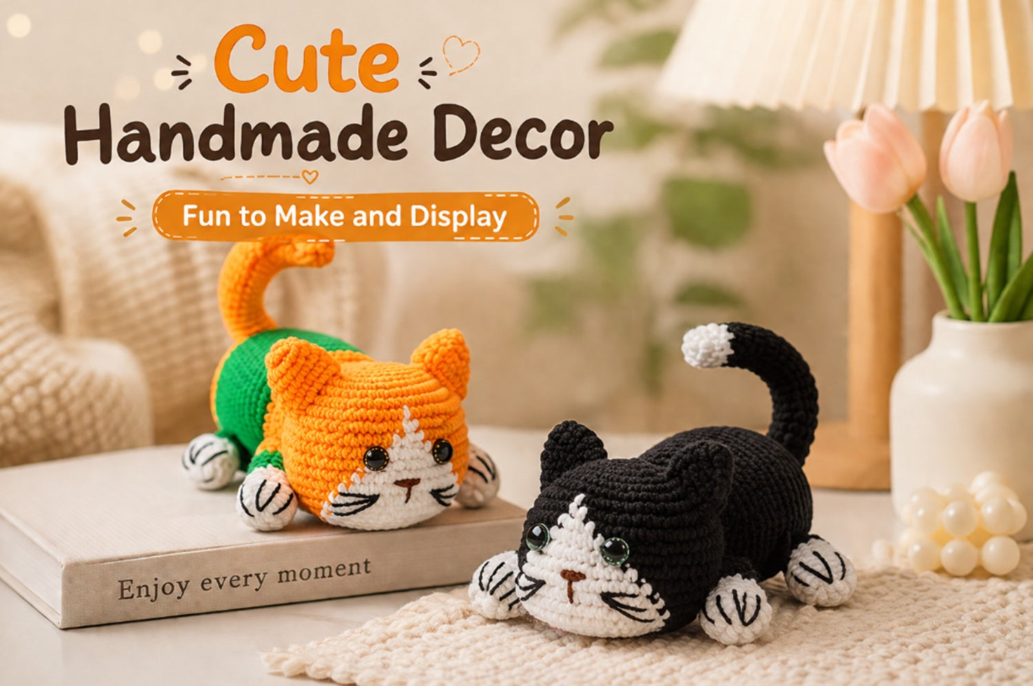 Cat Amigurumi Crochet Kit for Beginners, 2 Pack with Video – TIKA