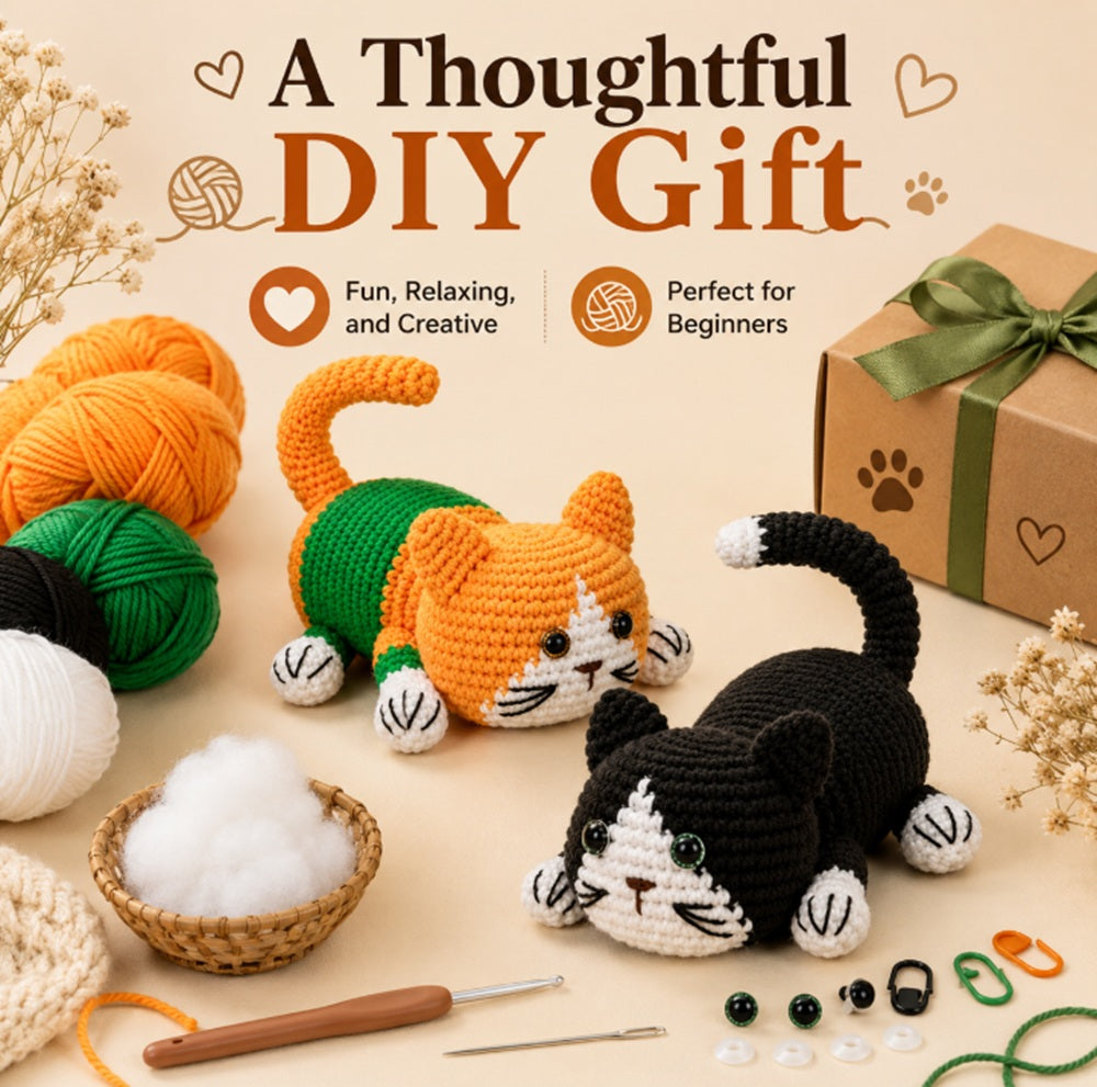 Cat Amigurumi Crochet Kit for Beginners, 2 Pack with Video – TIKA