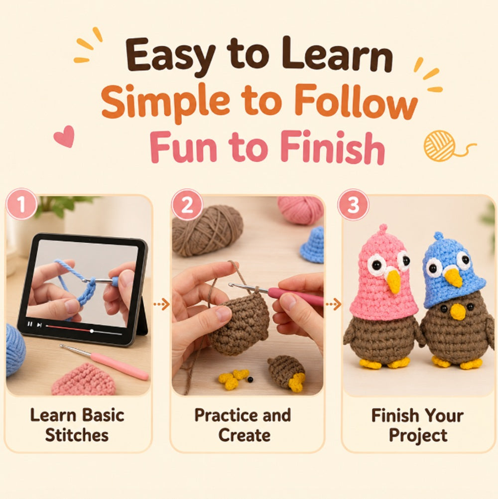 Penguin Crochet Kit for Beginners, 2 Pack with Video Tutorials – TIKA