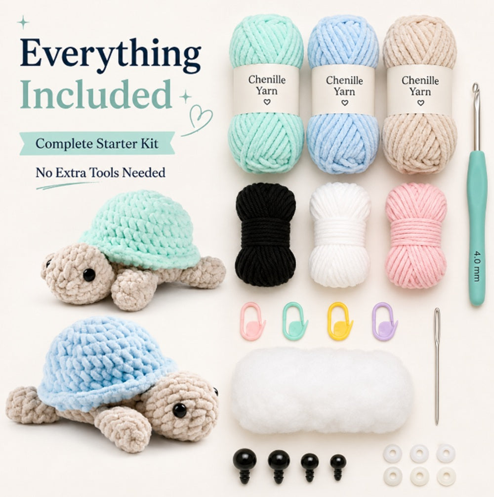 Turtle Crochet Kit for Beginners, 2 Pack with Video Tutorial – TIKA