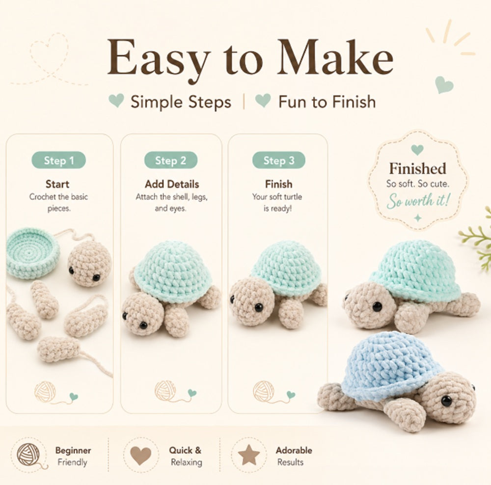Turtle Crochet Kit for Beginners, 2 Pack with Video Tutorial – TIKA