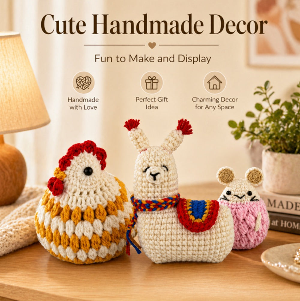 Animal Crochet Kit for Beginners: Alpaca, Hamster & Chubby Chicken – TIKA