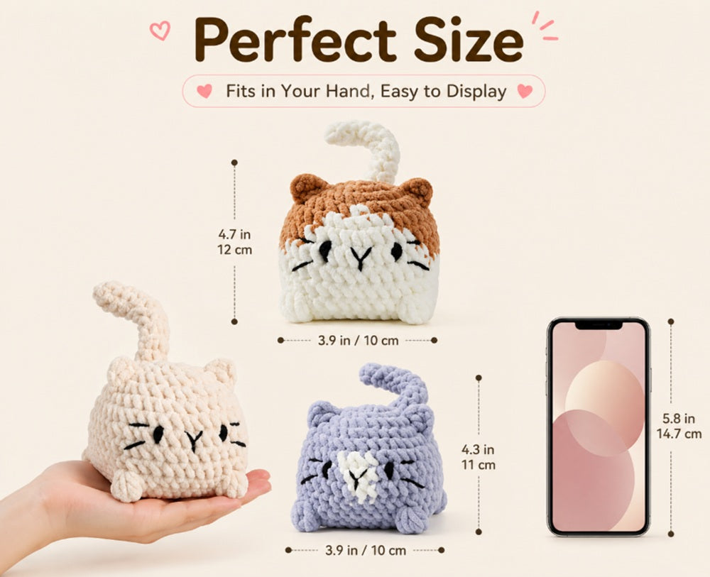 Cat Crochet Kit for Beginners, 3 Pack with Video Tutorial – TIKA