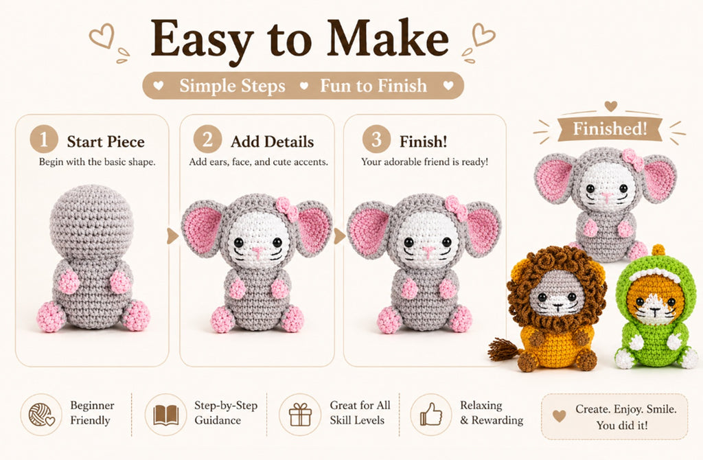 Cat Family Crochet Kit for Beginners, 3 Pack with Video – TIKA