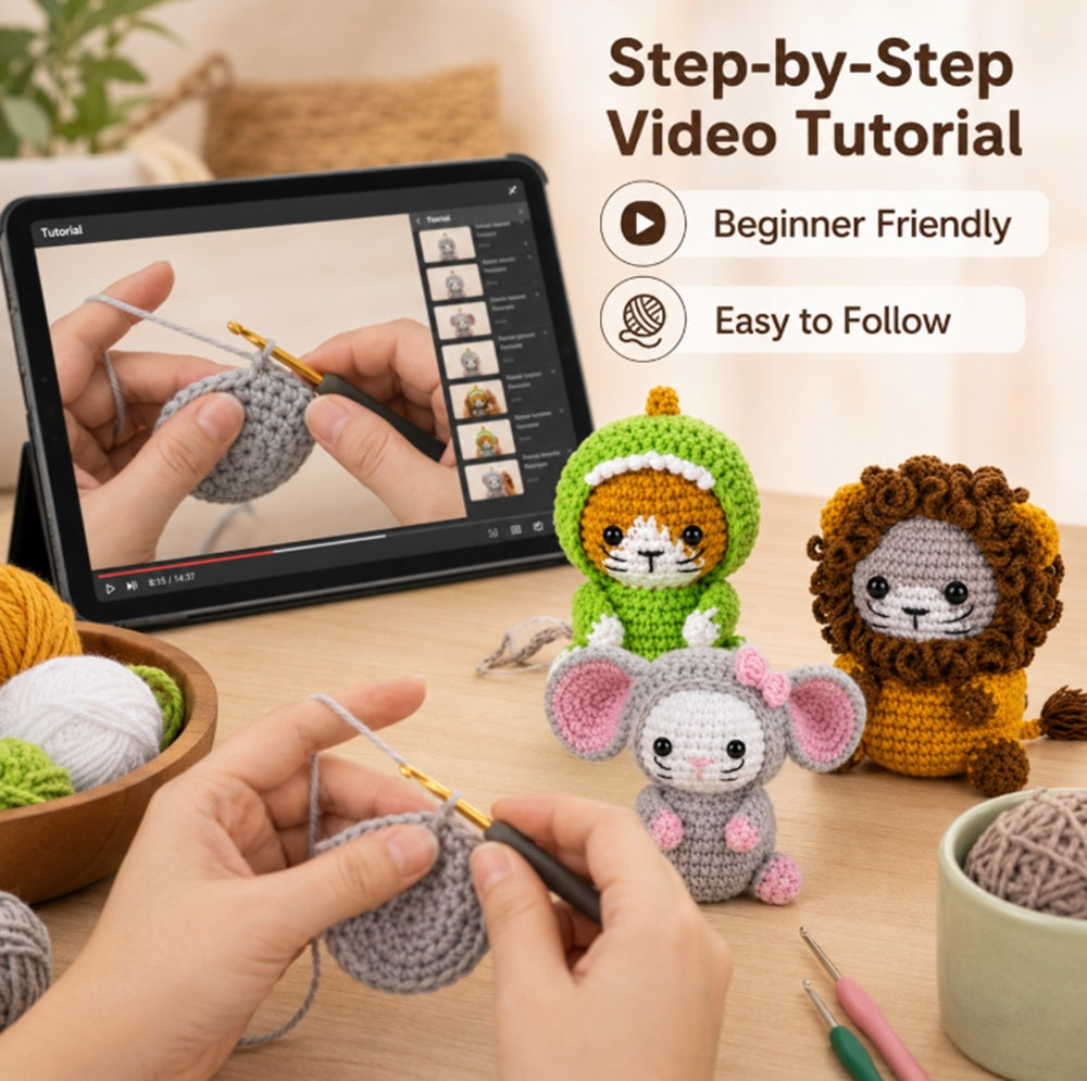 Cat Family Crochet Kit for Beginners, 3 Pack with Video – TIKA