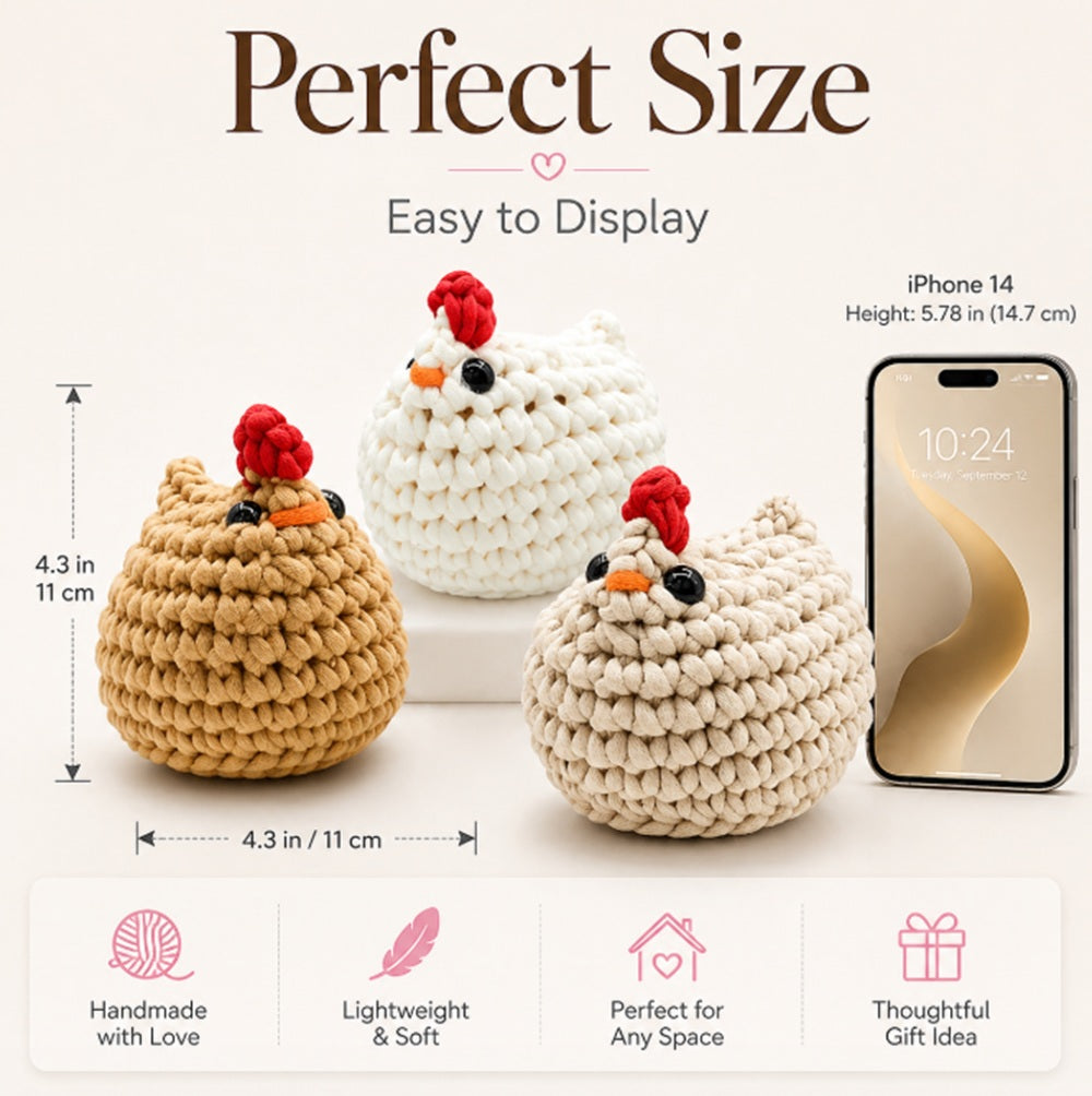 Chicken Crochet Kit for Beginners, 3 Pack with Video Tutorial – TIKA