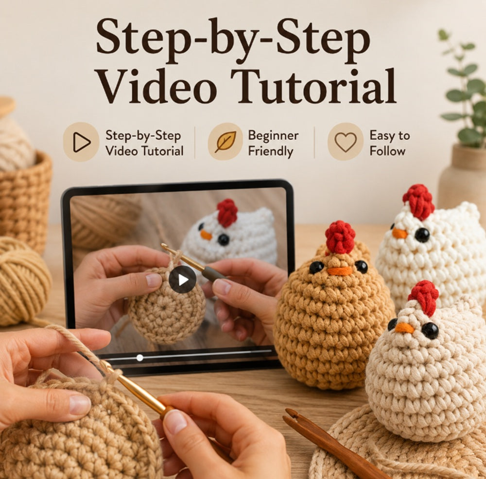 Chicken Crochet Kit for Beginners, 3 Pack with Video Tutorial – TIKA