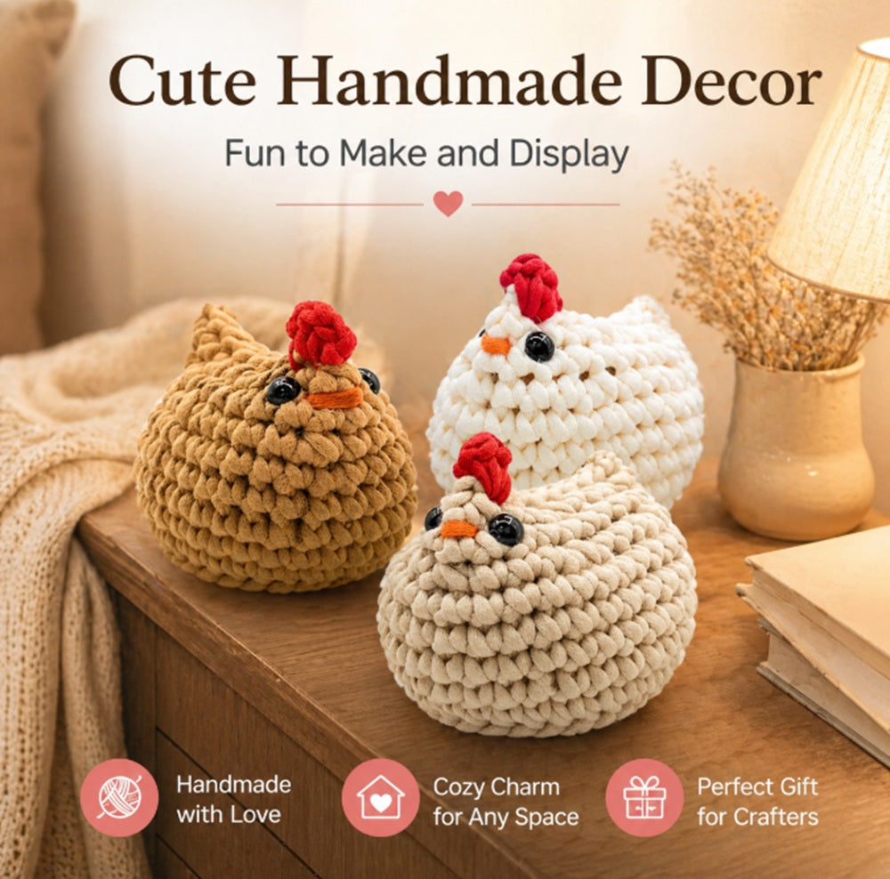 Chicken Crochet Kit for Beginners, 3 Pack with Video Tutorial – TIKA