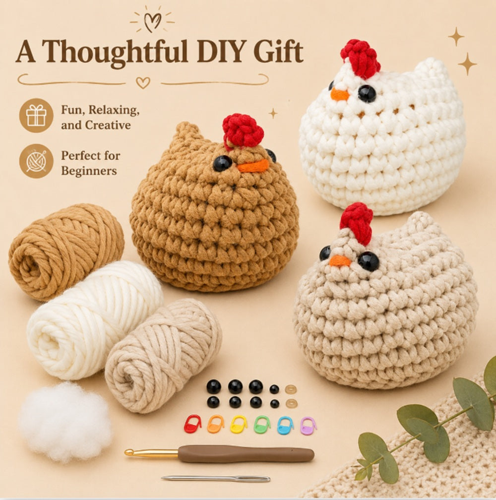Chicken Crochet Kit for Beginners, 3 Pack with Video Tutorial – TIKA