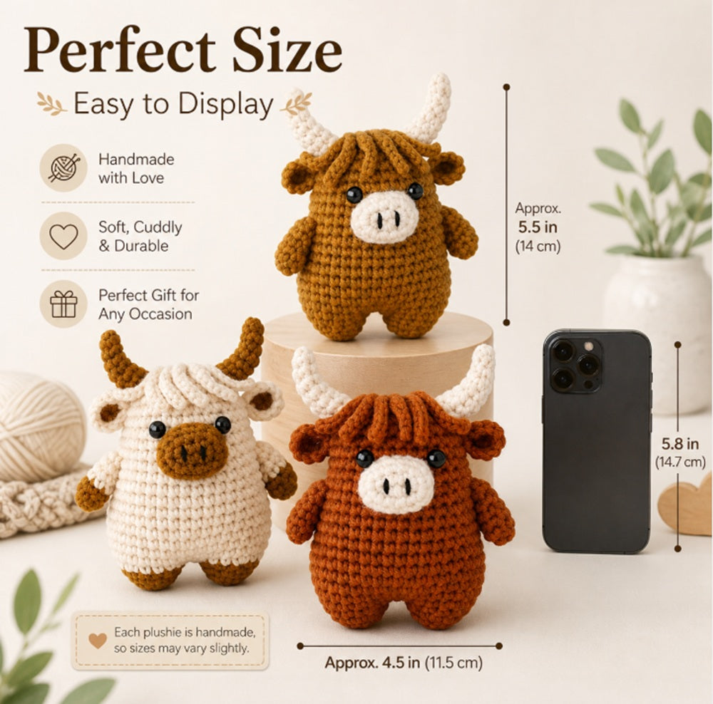 Highland Cow Crochet Kit for Beginners, 3 Pack with Video Tutorials – TIKA