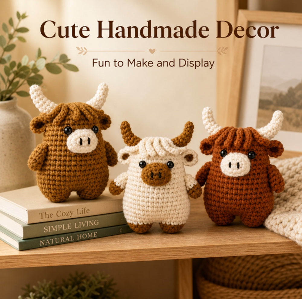 Highland Cow Crochet Kit for Beginners, 3 Pack with Video Tutorials – TIKA