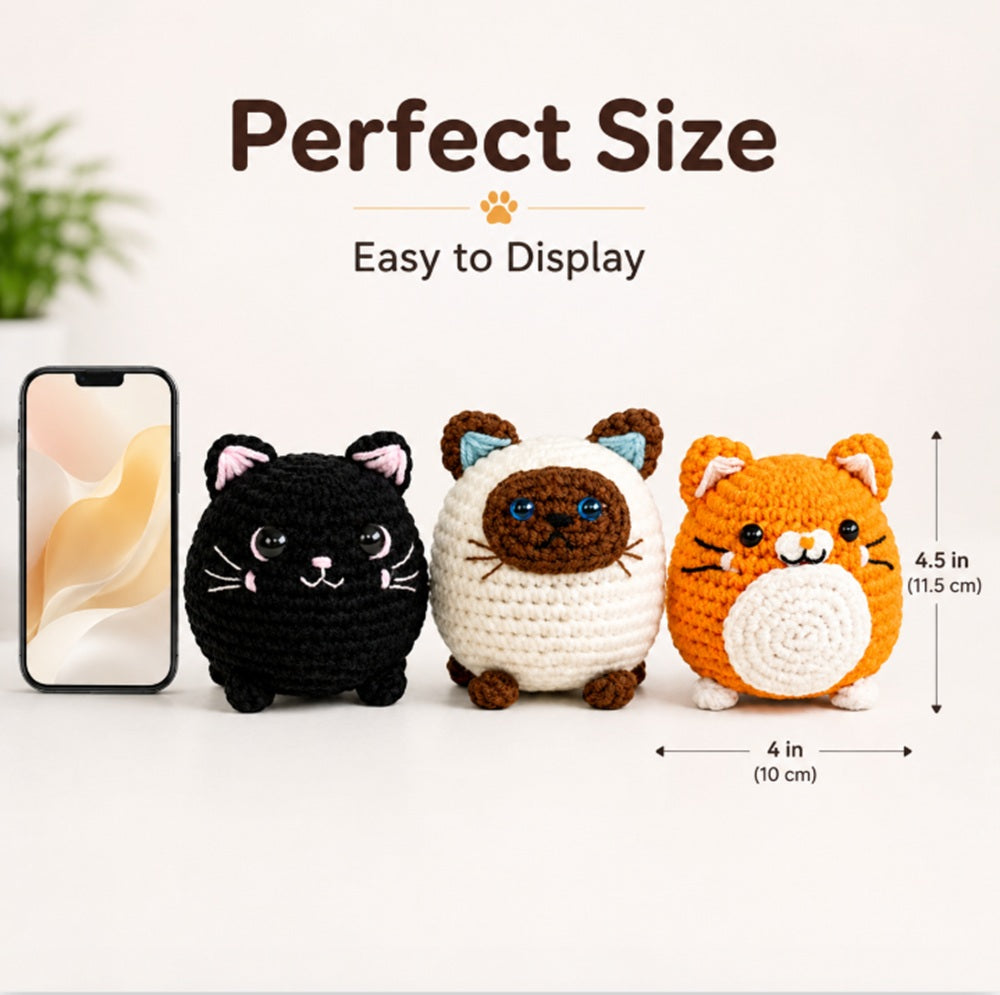 Cat Crochet Kit for Beginners, 3 Pack with Video Tutorial – TIKA
