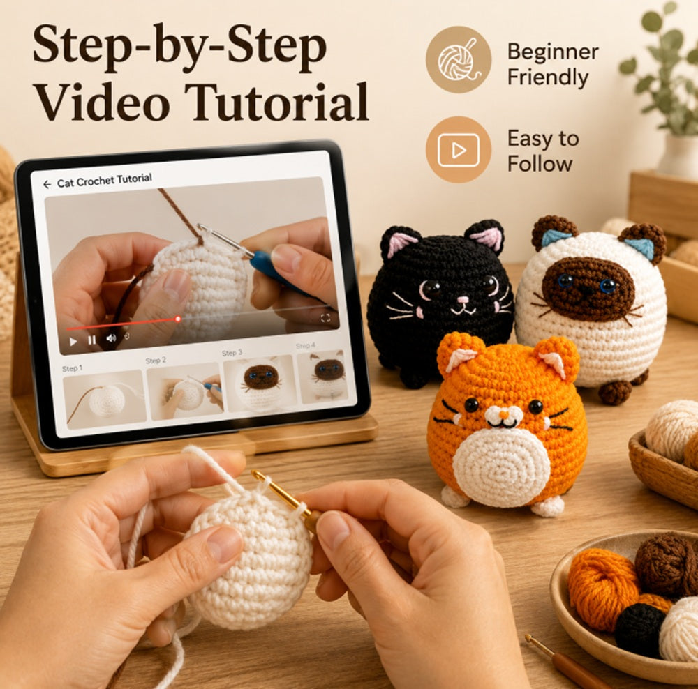 Cat Crochet Kit for Beginners, 3 Pack with Video Tutorial – TIKA