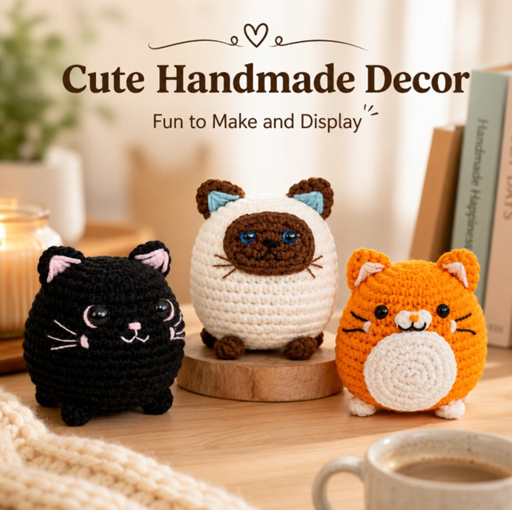 Cat Crochet Kit for Beginners, 3 Pack with Video Tutorial – TIKA