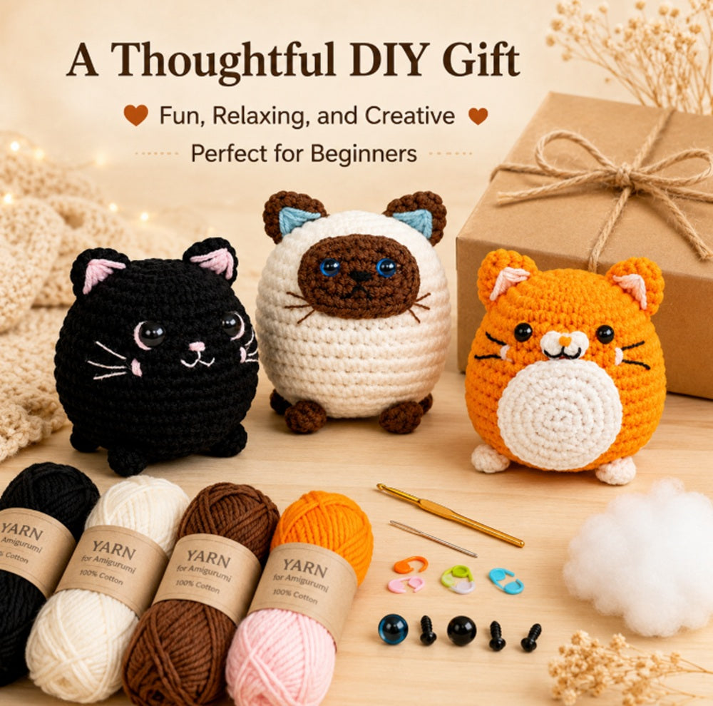 Cat Crochet Kit for Beginners, 3 Pack with Video Tutorial – TIKA