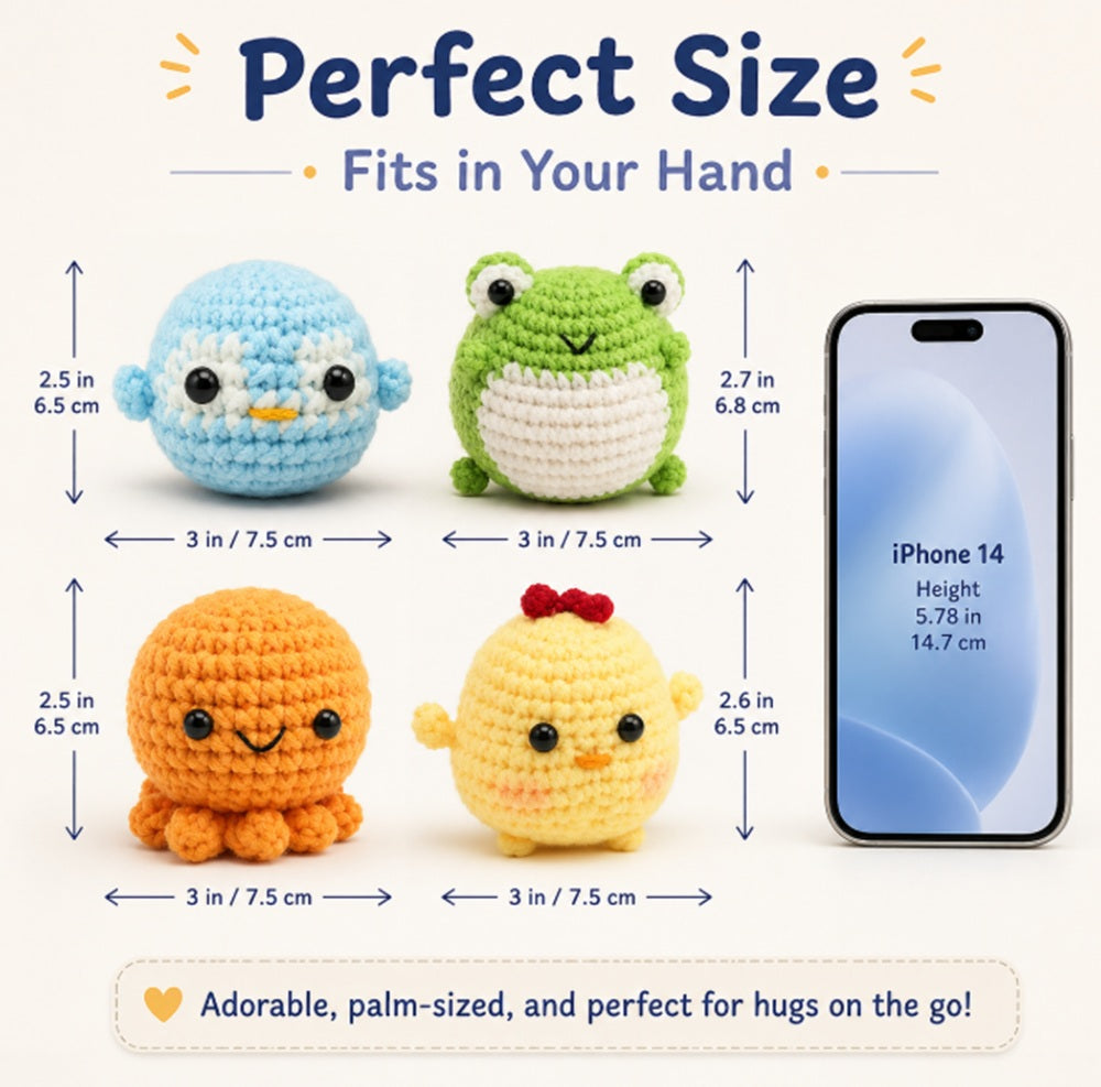 Animal Crochet Kit for Beginners, 4 Pack: Octopus, Frog, Chick & Puffer Fish – TIKA