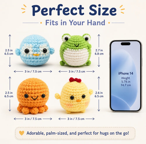 Animal Crochet Kit for Beginners, 4 Pack: Octopus, Frog, Chick & Puffer Fish – TIKA