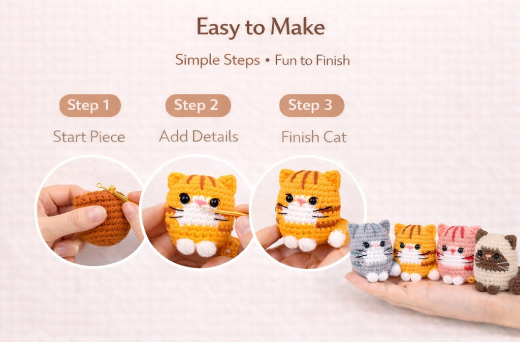 Cat Crochet Kit for Beginners, 4 Pack with Video Tutorial – TIKA