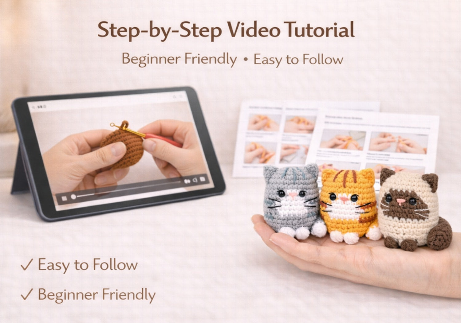 Cat Crochet Kit for Beginners, 4 Pack with Video Tutorial – TIKA