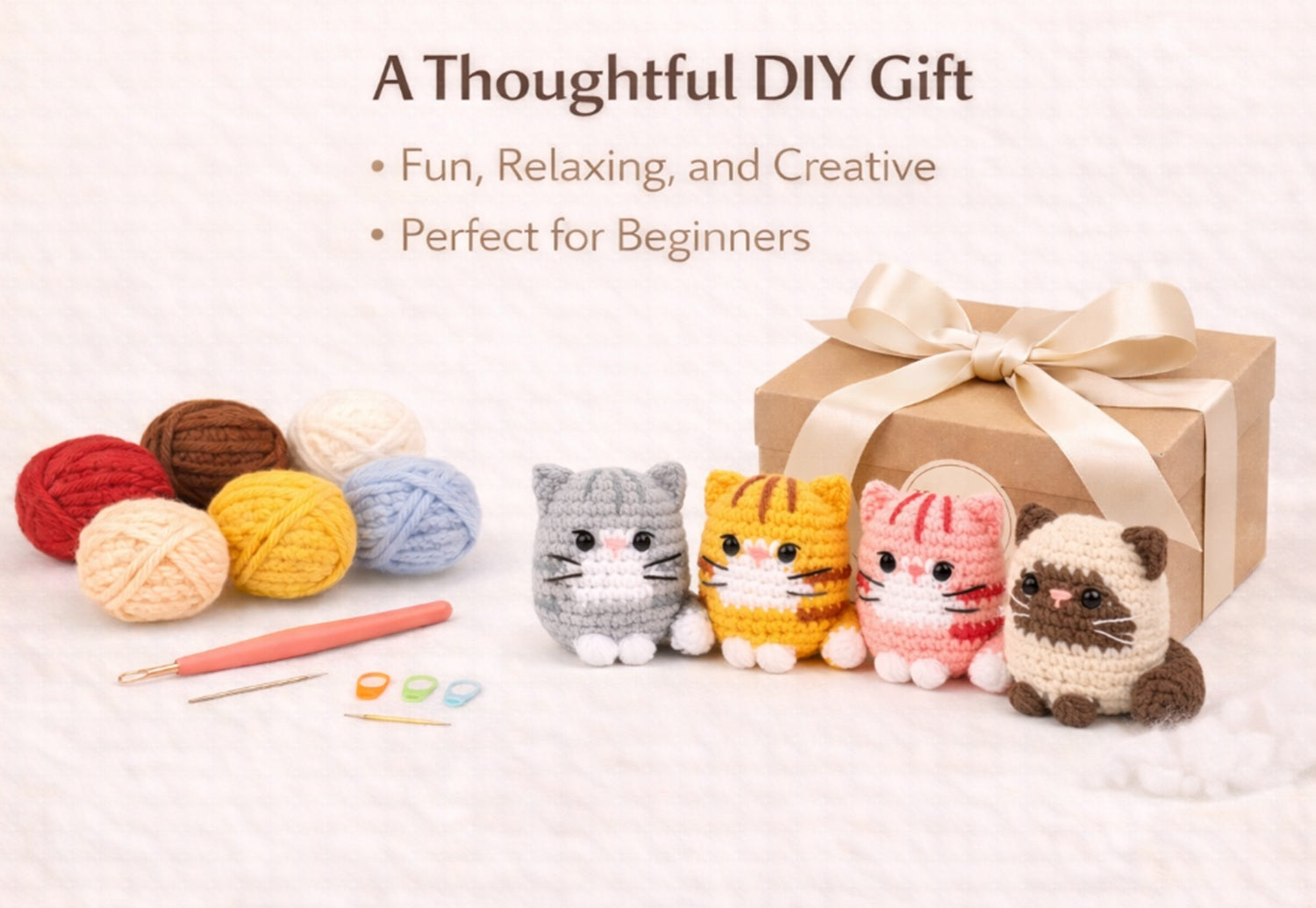 Cat Crochet Kit for Beginners, 4 Pack with Video Tutorial – TIKA