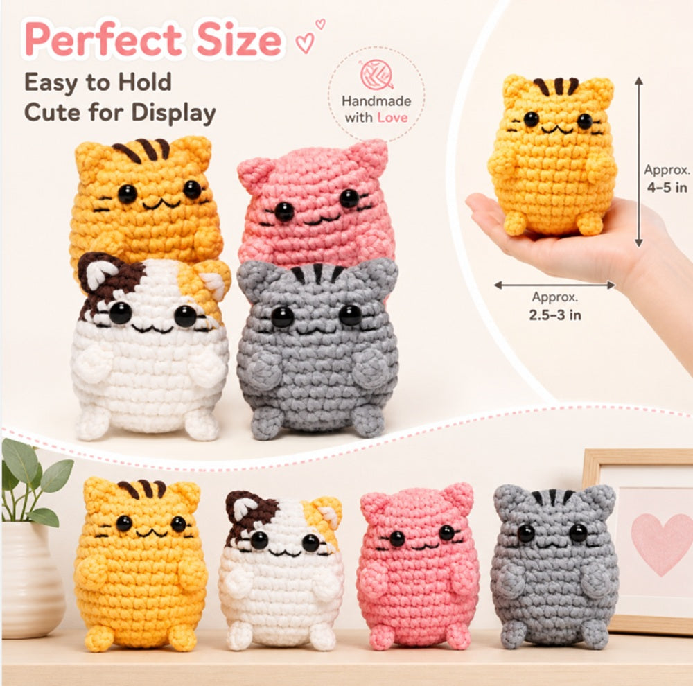 Cat Crochet Kit for Beginners, 4 Pack with Video Tutorials – TIKA