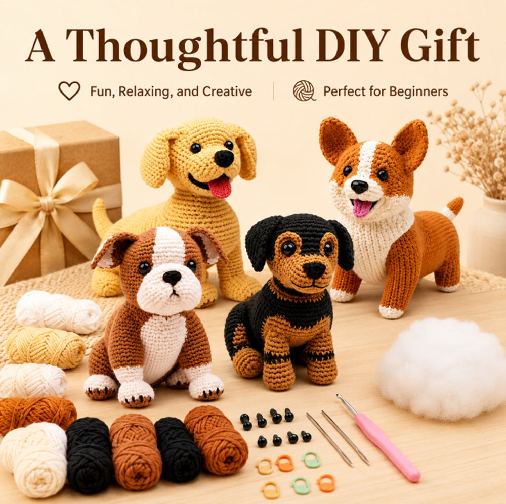 Puppy Crochet Kit for Beginners, 4 Pack with Video Tutorial – TIKA