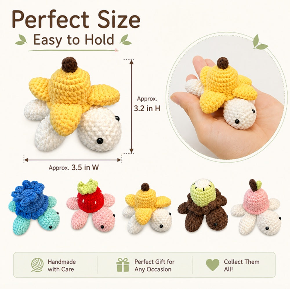 Fruit Turtle Crochet Kit for Beginners, 5 Pack with Video Tutorial – TIKA