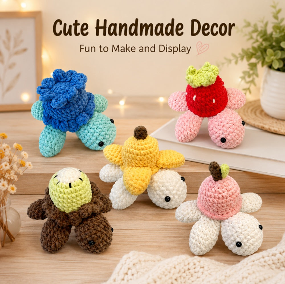 Fruit Turtle Crochet Kit for Beginners, 5 Pack with Video Tutorial – TIKA