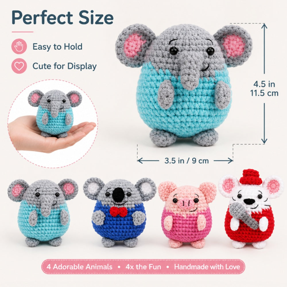 Animal Crochet Kit for Beginners, 4 Pack with Video Tutorials – TIKA